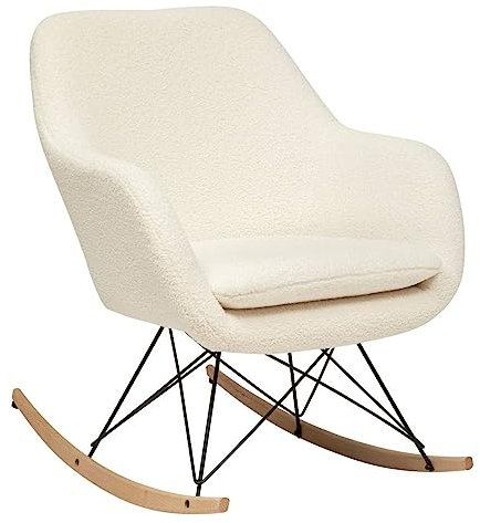 Atmosphera - Rocking-Chair Olmeto en Bouclette H83cm Blanc