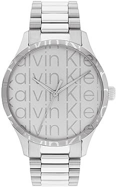 Calvin Klein Analog Quarzuhr Unisex Kollektion Iconic erhältlich mit einem Armband aus Edelstahl-Gliedern oder einem Netzarmband