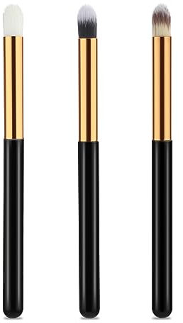 TIESOME Lot de 3 pinceaux de maquillage ronds professionnels pour correcteur, fard à paupières, fard à paupières, pour correcteur, lunettes, sourcils, eyeliner