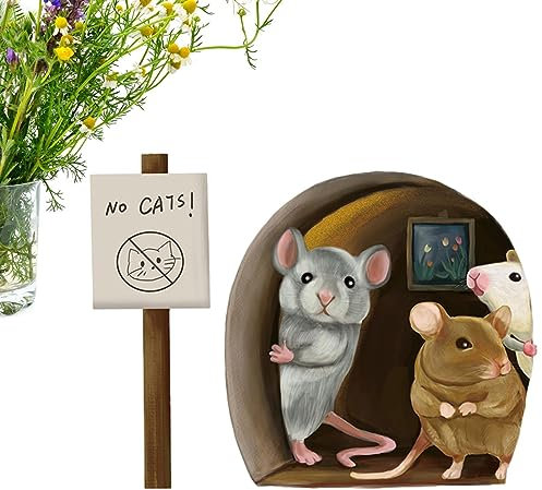 PW TOOLS Mausloch Wandtattoo,3 Mäuse Home Decor Mausaufkleber - Eckiger dekorativer Cartoon-PVC-wasserdichter Mausloch-Aufkleber für den Kindergarten