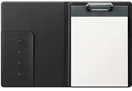 IBOWZ Carpeta de Conferencias Carpeta de Cuero A4 para conferencias, portafolios de Negocios con Bloc de Notas de tamaño A4, portapapeles Plegable de 180 ° sin deformación