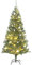 vidaXL Weihnachtsbaum, Beschneit Christbaum mit 300 LEDs Kugeln Ständer, Beleuchtet Tannenbaum Kunstbaum mit 8 Beleuchtungsmodi, Weihnachtsdeko Dekobaum, 210cm