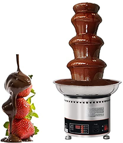 NVYAZJ Electric Chocolate Fountain Machine, Automatic Chocolate Melter Warmer Sauce Heater with 4 Layers 30℃~150℃ 3kg Capacity, Chocolate Fondue Waterfall for Party Wedding Birthday
