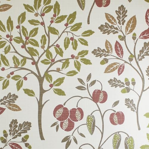 CROWN Rowan Autumn Trees Olive Wallpaper M1762
