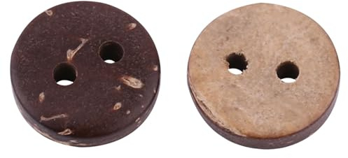 400 Stück Braune Nussschalen-Nähknöpfe mit 2 Löchern, Scrapbooking-Dekor-Zubehör, 10 Mm, 2-Loch-Design, 2 Hohle Kräuter-Nussschalen-Knöpfe und 2-Loch-Knöpfe, Sauber, um Sie