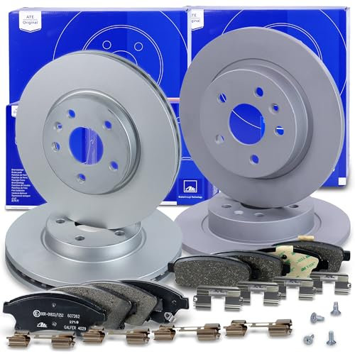 ATE Bremsenset inkl. Bremsscheiben vorne Ø 276 mm vorne belüftet + hinten Ø 268 mm voll und Bremsbeläge vorne + hinten Kompatibel mit CHEVROLET AVEO Schrägheck (T300), CRUZE, OPEL ASTRA J