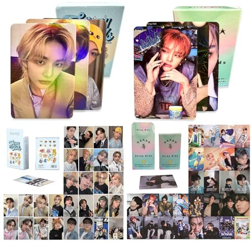 Neffliwe Stray Kids Laser Photocards Kpop SKZ Lomo Cards 5-Star Album Card Kpop Merchandise Gift for Fans, 100 Pcs