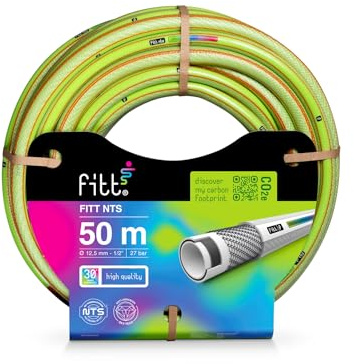 FITT NTS LIME 1/2 (12,5mm) 50m - Robuster und flexibler Gartenschlauch in gelber Farbe für eine intensive Nutzung, mit exklusiven Technologien