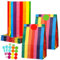 30 Stück Geschenktüten Kindergeburtstag Kleine Papiertüten Bunte mit 36 Stickern,Regenbogen Krafttaschen Tüten 24x13x8cm,Party Taschen Hochzeiten, Geburtstag,Verpackungen,DIY,Weihnachten,Süßigkeiten