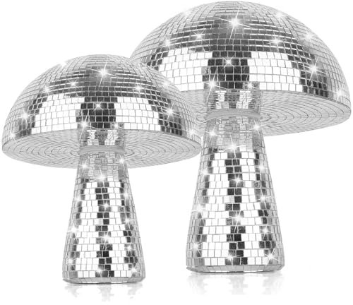 2 Stück Disco Pilze,Disco pilz gro,Spiegel pilz Disco,Disco Pilze Silber,discokugel deko,Disco Pilze für Heimdekorationen, Bühnenrequisiten, Spielzubehör, Schulfeste,Partyartikel und weihnachtlichen