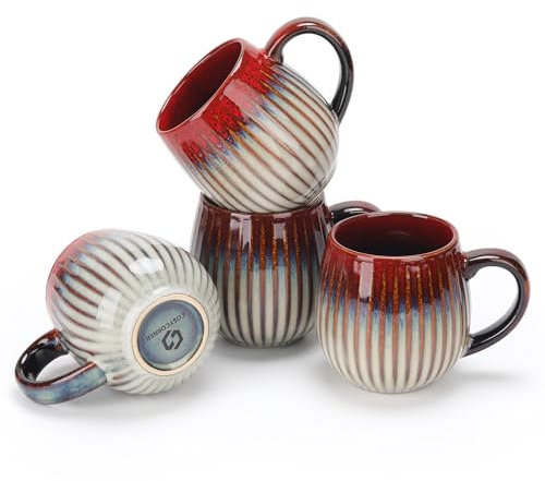 CosyCorner Ceramic Coffee Mugs Set, 17 oz Large Coffee Cups for Home and Office, Ceramic Cup for Coffee & Tea(A×4 pcs)