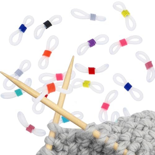Maschenmarkierer 40 Stück Maschenstopper Farbe Stricknadeln Gummi Stricknadel Stricknadelstopper Stricken Stricknadelkappen Zum Strickzubehör Für Stricknadeln Häkeln(Transparent)