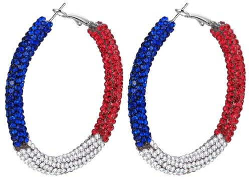 OIDEA USA-Flagge Ohrringe Creolen: 1 Paar Damen Creolen 4. Juli Amerika Unabhängigkeitstag Vintage Böhmischer Stil Schmuck Geschenk für Freundin Frauen Mädchen