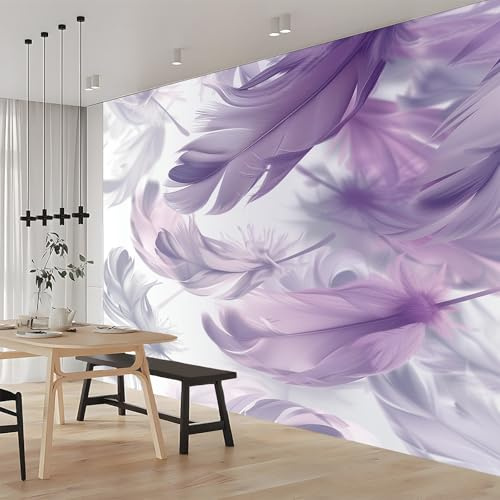 Vlies Fototapete Böhmische Feder Lila 350x256 cm Art Mauer VliesTapete Wandtapete Wanddeko Wand Wohnzimmer Schlafzimmer Wohnung Wandbilder