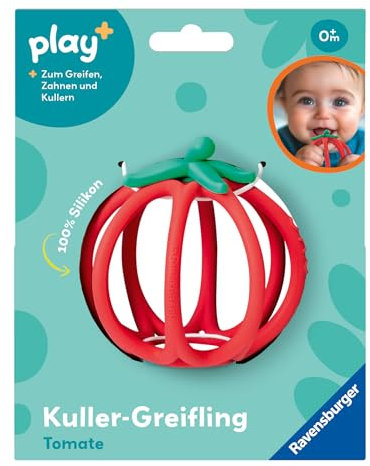Ravensburger 12034045 Play+ Kuller-Greifling: Tomate - Zahnungshilfe, Silikon Baby-Spielzeug ab 0 Monate