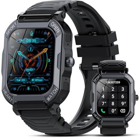 Smartwatch Uomo Donna con Chiamate e Risposta, 1.85 Orologio Smartwatch Uomo, 113 Modalità Sportive Smart Watch, Sonno Cardiofrequenzimetro, Contapassi, IP68 Impermeabile Fitness Tracker Android iOS