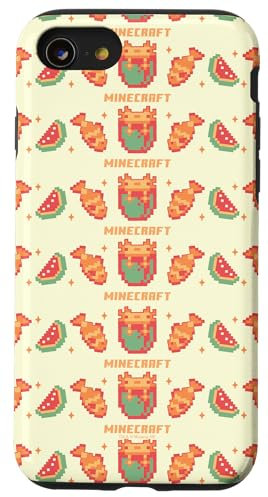 Minecraft Pixelated Axolotl Fish & Watermelon Retro Logo Hülle für iPhone SE (2020) / 7 / 8