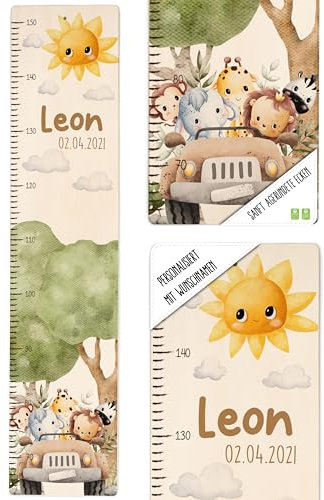 MINIHELDEN - Messlatte für Kinder personalisiert - Kindermesslatte mit Namen, Wachstumsmesser für Kinderzimmer, Langlebig & Sicher, 70-140 cm