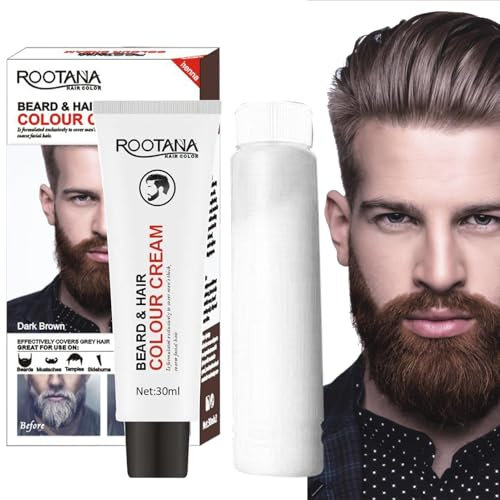 Tintura per Barba da Uomo, Tintura per Barba da Uomo da 60 ml, Shampoo per Barba Scurente Naturale da Uomo, Crema da Barba Colorante a Lunga Durata, Effetto Colore Naturale