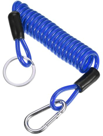 PATIKIL 3 ft Breakaway Trailer-Kabel, Anhänger Bremskabel Sicherheitskabel Gurte Feder Abschleppen Gewickeltes Draht mit Clip für Wohnwagen Anhänger Not-Aus-Schalter, Blau