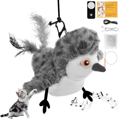 Aomig Katzenspielzeug 7Pcs Schneeeule Elektrisches Spielzeug für Katzen Interaktives Spielzeug für Haustiere mit Katzenminze Echte Flügel und Vogelruf VogelKatzen Spielsachen Wiederaufladbares (C)