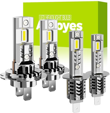 Autoyes H7 H1 LED Headlight Bulb With 700% Brighter 22000LM 6500K, H7 H1 LED Plug And Play No Adapter Required Canbus Error Free, 1:1 Size Headlight Bulb, Halogen Replacement Cool White Bulb
