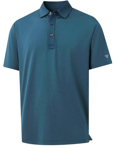 M MAELREG Herren-Golf-Shirt, feuchtigkeitsableitend, trockene Passform, Business, Freizeit, Stretch, Jacquard, kurzärmelig, Golf-Poloshirts für Herren, Lyons Blue, Klein