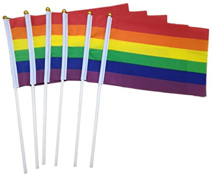 Yardwe 50stücke Mini Pride Flaggen Holzstab Kleine Regenbogenfarbene Handflaggen Aus Robustem Polyester Für Paraden Festivals Und Täglichen Gebrauch Leicht Und Langlebig
