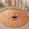 AIMECO Weicher Kuscheliger Kinderteppich Weicher Rund Carpet Wohnzimmer Teppichen Mädchen Schlafzimmer Kinderzimmer Waschbarer Pflegeleicht Teppiche Motiv Rund 160cm Löwe - Orange