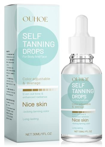 30ml Selbstbräuner Gesicht,Self Tanning Drops zum Mischen mit der Gesichtspflege,Anpassbare Bräunung Ergebnis, mit Aloe Vera 100% Vegan