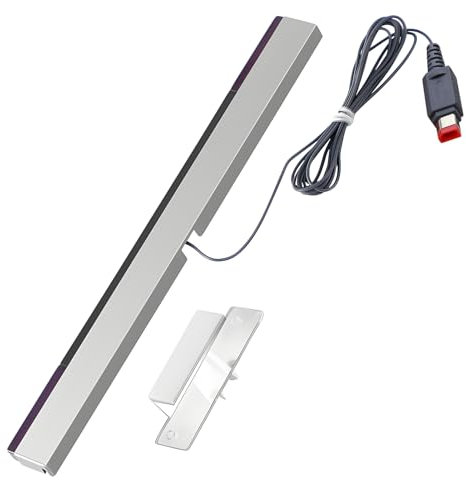 Barra Sensore per Wii, Barra del Sensore a Infrarossi Cablata per Wii U, Barra del Sensore Console Compatibile con Nintendo Wii/WIIU con 2M Cavo e Supporto Trasparente Plug & Play