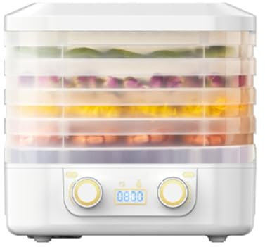 Kdouehg 5 Layer Smart Electric Food Dryer 360° Hot Air Circulation Drying Fruit Vegetable Dehydrator Machine for Dry Beef Jerky Meat Fish Tea A UK Plug