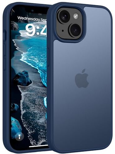 Andwing Matt Hülle für iPhone 13/14 6,1 Zoll Dunkelblau | Militärstandard FallSchutz Handyhülle,Mattierte Durchscheinende Rückseite Schutzhülle,Anti-Fingerabdruck Kratzfest Haltbar