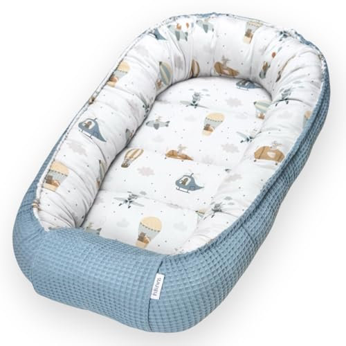 Nido para Bebé Recién Nacido, 100% Algodón Orgánico, Reductor de Cuna, Cuna Portátil Suave y Transpirable, Ideal para Viajes, Hecho en España (Globos)