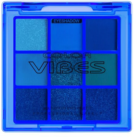 BUTBU Ombretti, Professional Makeup Palette Ombretti Ad Alta Pigmentazione, 9 Colori Neutri Sfumabili, con Finish Matte, Shimmer e Glitterati per Look Soft Glam Trucco- Blu