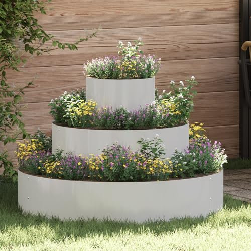 Pangshiyuan Stainless Steel Planter with Brushed Finish, Cylindrical Shape, Large Size, Indoor/Outdoor Use, Drainage, Silver, 90 cm