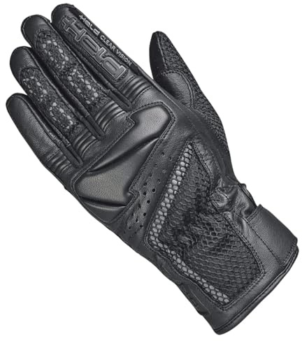 Held Summertime 3 Motorradhandschuhe Herren - Leicht belüftete Motorrad Handschuhe Sommer mit luftigem Netzgewebe - Touchscreen fähige Lederhandschuhe CE Zertifiziert EN 13594:2015 - Schwarz