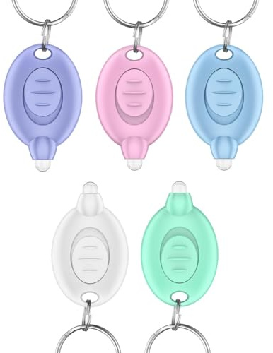 Pawfly Porte-clés LED 5 pièces, 12 lumens, mini lampe torche portable ultra-compacte, 5 coques colorées, pour extérieur, travail, camping et randonnée