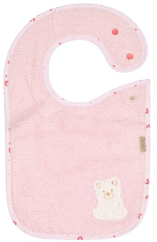 Sterntaler Lätzchen mit Einlage Bär Betty, Baby-Lätzchen mit praktischem Druckknopfverschluss, saugfähige Baumwolle, wasserundurchlässiges Futter, süße Applikation, 38×26×0,5 cm, rosa
