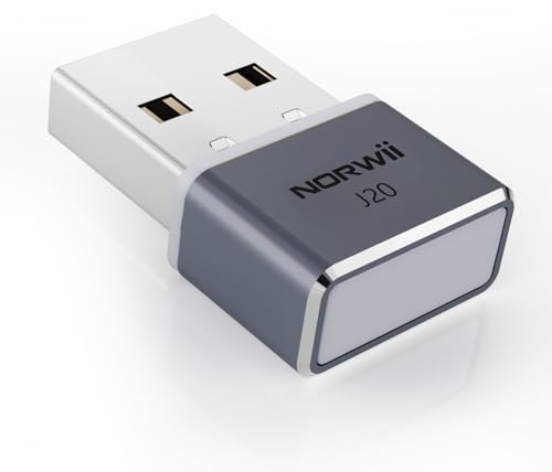 Norwii J20 Mouse Jiggler USB-A, Simulador de Movimiento para Windows y Mac | 3 modos ajustables, metal compacto, ON/OFF táctil, sin drivers. Indetectable, mantiene PC activo, evita suspensión. Plug&Play