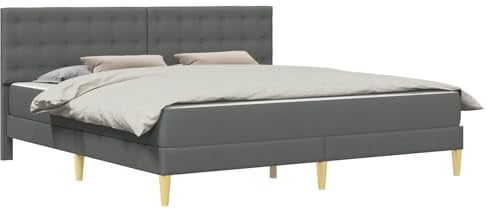 vidaXL Bettgestell mit Matratze Dunkelgrau 180 x 200 cm Stoff, Moderner rechteckiger Bettrahmen, langlebige Schlafzimmermöbel, platzsparende Schlaflösung, komfortable Matratzenbasis für Zuhause