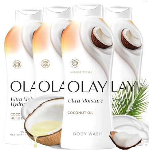 Olay Ultra Moisture Coconut Oasis Body Wash, for Smooth and Healthy Looking Skin, 22 Fl Oz (Pack of 4)