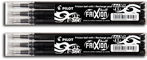 Pilot Frixion Ball Tintenroller Ersatzminen, 0,7 mm, schwarz (6 Minen)