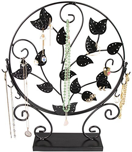 Grinscard Schmuckständer im Baum Design - Schwarz 40 x 33 x 7 cm - Ohrring Schmuckhalter Aufbewahrung Präsentation