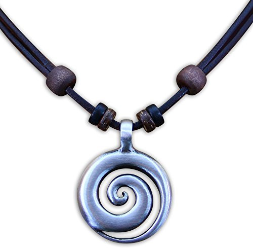 HANA LIMA Halskette Koru Surferkette Lederkette Herrenkette Damenkette Metallanhänger