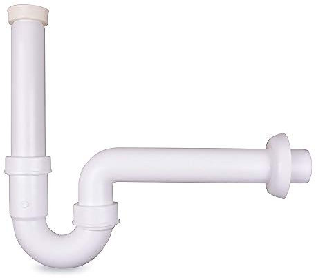 AQUADE Röhrengeruchsverschluss Geruchsverschluss Siphon 1 1/4 Zoll Waschtisch Spüle mit waagerechtem Abgang und Rosette/Made in Germany