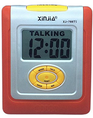 VSONE Sprechende Wecker in Spanisch, LCD-Alarm mit Sprache, sprechende Uhr (Orange)