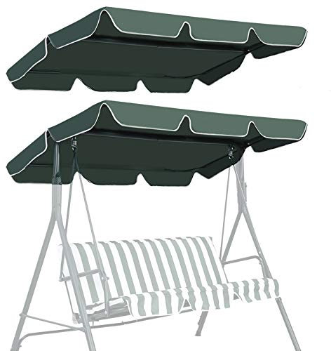 CASART 2 & 3 Seater Garden Swing Top Cover, Outdoor Patio Balcony Hammock Chair Canopy Roof Replacement (Green, 168 x 114cm)