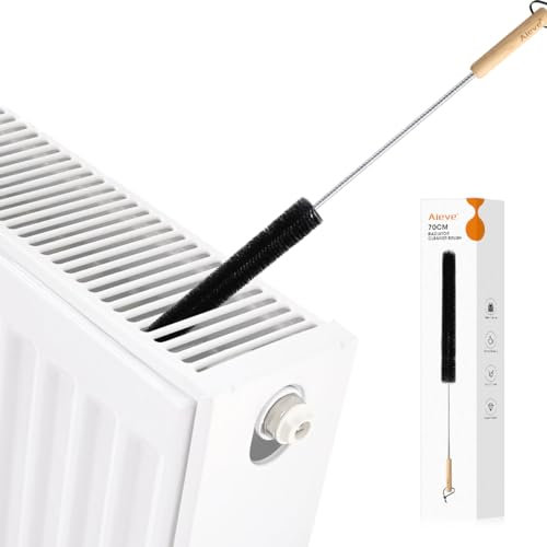 Aieve Radiator Cleaner Brush, 70CM Radiator Brush, Flexible Long Cleaning Duster with Wood Handle for Heater & Dryer Lint & Washing Machine