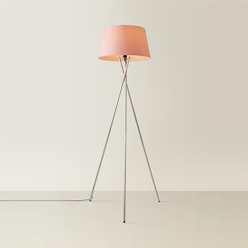MiniSun | Modern Polished Chrome Floor Lamp with a Pink Tapered Shade | Floor Lamps & Torchieres, Home Décor & Improvement Essential